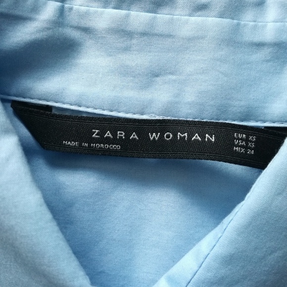 Zara light blue contrasting top stitch button down - Picture 7 of 8